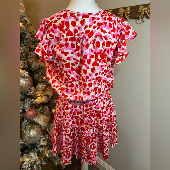 PINCH Teresa Dress Medium – Red Pink Heart Print Ruffle Skirt, Valentine’s Style - Picture 4 of 7